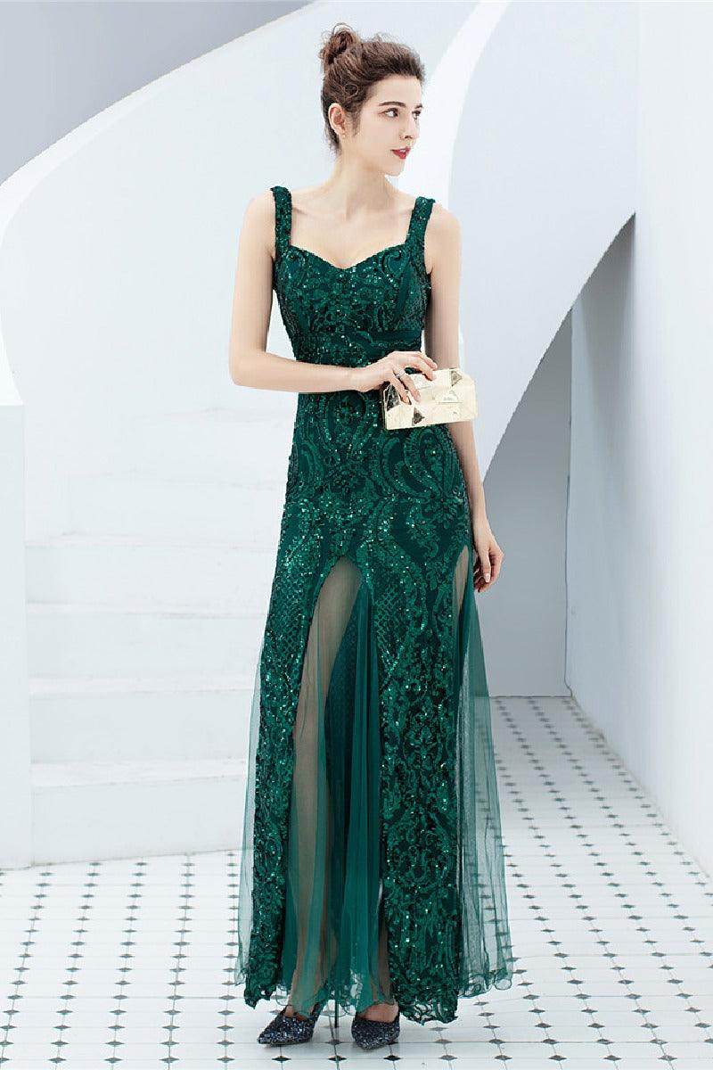 Sheath-column floor length sequined dress 646649928637 - COCOMELODY